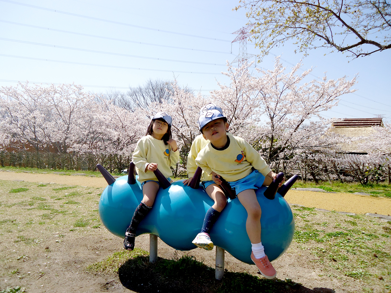 公園で遊ぶ園児たち